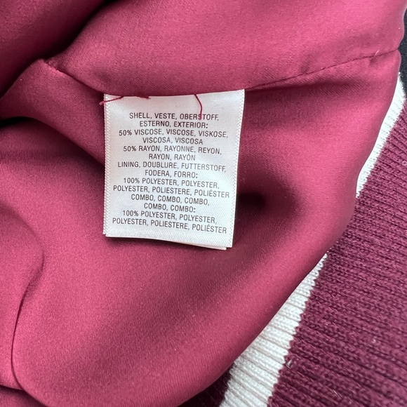 Elevenses Anthropologie Black Embroidered Satin Varsity style Jacket Small - Picture 5 of 8